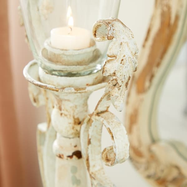 White Distressed Candle Holders Amazon Com Deco 79 Distressed White